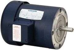 Leeson - 1 Max hp, 3,450 Max RPM, Electric AC DC Motor - 208-230/460 V Input, Three Phase, 56C Frame - Caliber Tooling