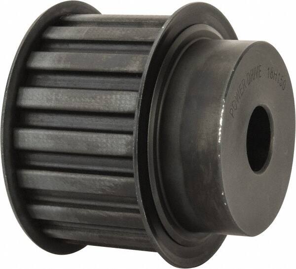 Power Drive - 18 Tooth, 3/4" Inside x 2.811" Outside Diam, Timing Belt Pulley - 1-1/2" Belt Width, 2.865" Pitch Diam, Steel & Cast Iron - Caliber Tooling