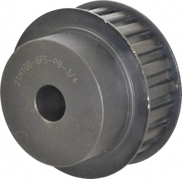 Power Drive - 21 Tooth, 3/4" Inside x 3.288" Outside Diam, Timing Belt Pulley - 3/4, 1" Belt Width, 3.342" Pitch Diam, Steel & Cast Iron - Caliber Tooling