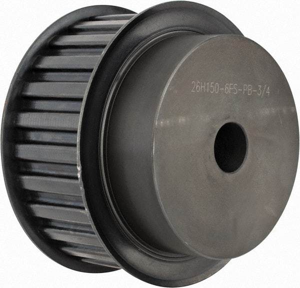 Power Drive - 26 Tooth, 3/4" Inside x 4.084" Outside Diam, Timing Belt Pulley - 1-1/2" Belt Width, 4.138" Pitch Diam, Steel & Cast Iron - Caliber Tooling