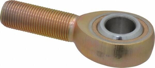 Made in USA - 5/8" ID, 1-1/2" Max OD, 7,400 Lb Max Static Cap, Plain Male Spherical Rod End - 5/8-18 RH, Steel with Bronze Raceway - Caliber Tooling