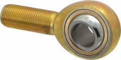 Made in USA - 3/4" ID, 1-3/4" Max OD, 11,550 Lb Max Static Cap, Plain Male Spherical Rod End - 3/4-16 RH, Steel with Bronze Raceway - Caliber Tooling