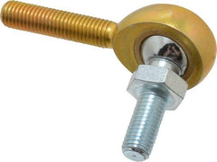 Made in USA - 1/4" ID, 3/4" Max OD, 2,168 Lb Max Static Cap, Male Spherical Rod End with Stud - 1/4-28 RH, Steel with Bronze Raceway - Caliber Tooling