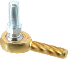 Made in USA - 3/8" ID, 1" Max OD, 4,012 Lb Max Static Cap, Male Spherical Rod End with Stud - 3/8-24 RH, Steel with Bronze Raceway - Caliber Tooling