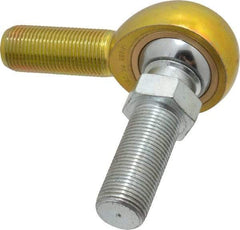 Made in USA - 3/4" ID, 1-3/4" Max OD, 11,550 Lb Max Static Cap, Male Spherical Rod End with Stud - 3/4-16 RH, Steel with Bronze Raceway - Caliber Tooling