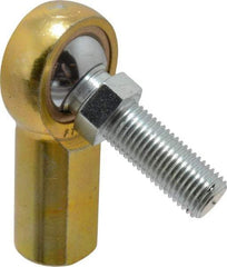 Made in USA - 7/16" ID, 1-1/8" Max OD, 4,300 Lb Max Static Cap, Female Spherical Rod End with Stud - 7/16-20 RH, Steel with Bronze Raceway - Caliber Tooling