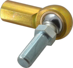 Made in USA - 3/4" ID, 1-3/4" Max OD, 11,550 Lb Max Static Cap, Female Spherical Rod End with Stud - 3/4-16 RH, Steel with Bronze Raceway - Caliber Tooling