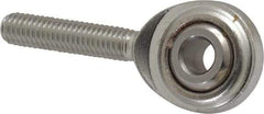 Made in USA - 3/16" ID, 5/8" Max OD, 912 Lb Max Static Cap, Plain Male Spherical Rod End - 10-32 RH, Stainless Steel with Stainless Steel Raceway - Caliber Tooling