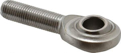 Made in USA - 7/16" ID, 1-1/8" Max OD, 3,780 Lb Max Static Cap, Plain Male Spherical Rod End - 7/16-20 RH, Stainless Steel with Stainless Steel Raceway - Caliber Tooling