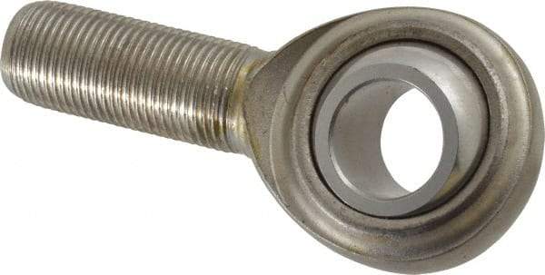 Made in USA - 3/4" ID, 1-3/4" Max OD, 7,512 Lb Max Static Cap, Plain Male Spherical Rod End - 3/4-16 RH, Stainless Steel with Stainless Steel Raceway - Caliber Tooling