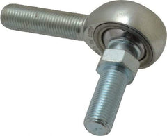 Made in USA - 3/8" ID, 1" Max OD, 9,550 Lb Max Static Cap, Male Spherical Rod End with Stud - 3/8-24 RH, Alloy Steel with Steel Raceway - Caliber Tooling