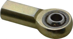 Made in USA - 1/4" ID, 3/4" Max OD, 6,195 Lb Max Static Cap, Plain Female Spherical Rod End - 1/4-28 RH, Alloy Steel with Steel Raceway - Caliber Tooling