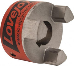 Lovejoy - 25mm Max Bore, 8mm x 3.3mm Keyway Width x Depth, Flexible Coupling Hub - 2.54" OD, 3-1/2" OAL, Sintered Iron, Order 2 Hubs & 1 Spider for Complete Coupling - Caliber Tooling