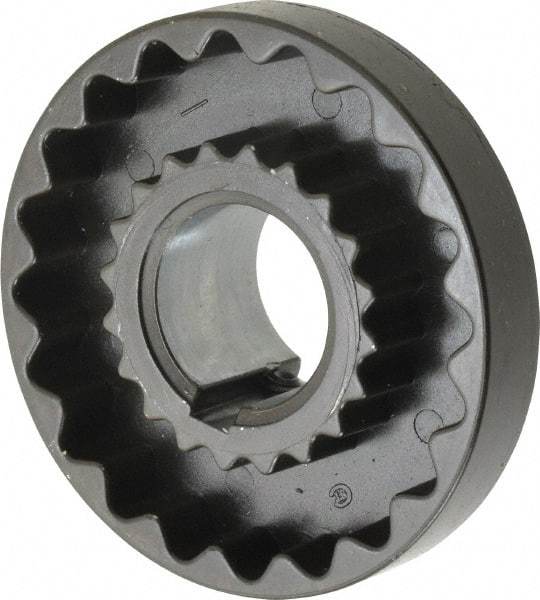 Lovejoy - 1-1/8" Max Bore Diam, 1/4" x 1/8" Keyway Width x Depth, Flexible Coupling Hub - 3-1/4" OD, 2.88" OAL, Cast Iron - Caliber Tooling