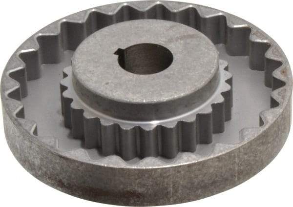 Lovejoy - 7/8" Max Bore Diam, 3/16" x 3/32" Keyway Width x Depth, Flexible Coupling Hub - 4-5/8" OD, 3.94" OAL, Cast Iron - Caliber Tooling