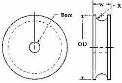 Poly Hi Solidur - 1/2" Bore, 8" Outside Diam, Finished Bore Round Belt Pulley - 3/4" Wide - Caliber Tooling