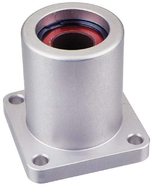 Pacific Bearing - 1" ID, 2.812" OAL x 2-3/4" OAH 4-Bolt Flange Mounted Bearing - 1,905 Lb Static Cap, 2-1/8" Btw Mnt Hole Ctrs, Aluminum - Caliber Tooling