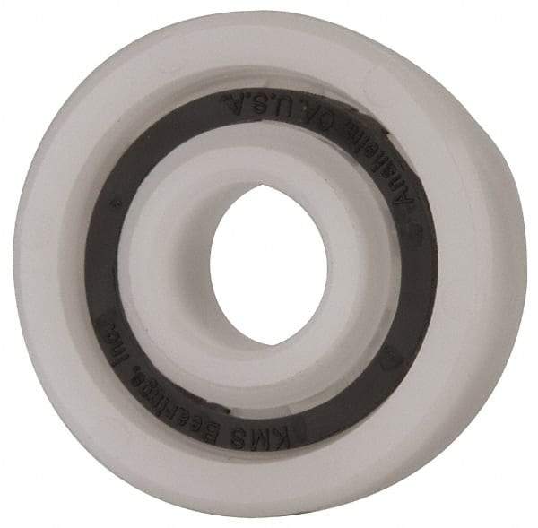 Made in USA - 3/8" Bore Diam, 1-1/8" OD, Open Plastic Race Radial Ball Bearing - 3/8" Wide, 1 Row, Round Bore, 43 Lb Static Capacity, 55 Lb Dynamic Capacity - Caliber Tooling