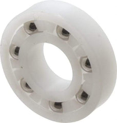 Made in USA - 3/8" Bore Diam, 7/8" OD, Open Plastic Race Radial Ball Bearing - 7/32" Wide, 1 Row, Round Bore, 33 Lb Static Capacity, 42 Lb Dynamic Capacity - Caliber Tooling