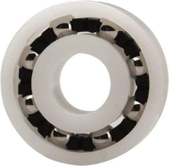 Made in USA - 8mm Bore Diam, 22mm OD, Open Plastic Race Radial Ball Bearing - 7mm Wide, 1 Row, Round Bore, 33 Lb Static Capacity, 42 Lb Dynamic Capacity - Caliber Tooling