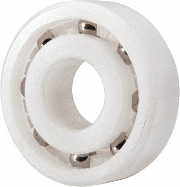 Made in USA - 10mm Bore Diam, 26mm OD, Open Plastic Race Radial Ball Bearing - 8mm Wide, 1 Row, Round Bore, 33 Lb Static Capacity, 42 Lb Dynamic Capacity - Caliber Tooling