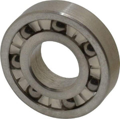 Made in USA - 3/8" Bore Diam, 7/8" OD, Open Precision Ground Radial Ball Bearing - 7/32" Wide, 1 Row, Round Bore, 99 Lb Static Capacity, 126 Lb Dynamic Capacity - Caliber Tooling