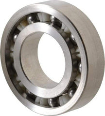 Made in USA - 1" Bore Diam, 2" OD, Open Precision Ground Radial Ball Bearing - 1/2" Wide, 1 Row, Round Bore, 163 Lb Static Capacity, 276 Lb Dynamic Capacity - Caliber Tooling