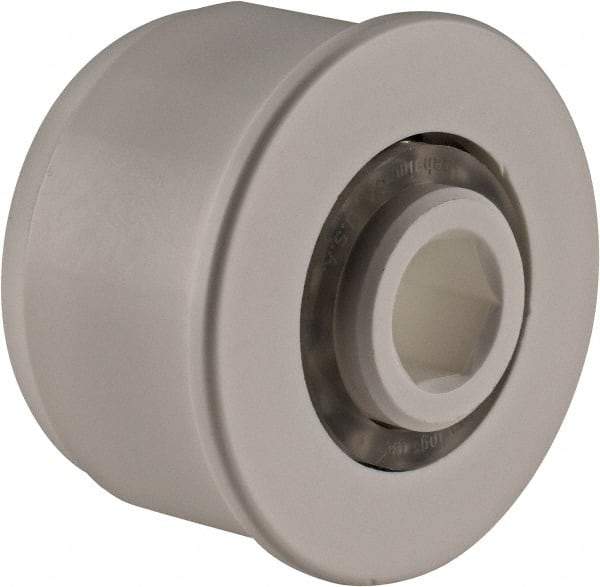 Made in USA - 2 Row, 1.78" OD, 7/16" Hex Bore Conveyor Roller Bearing - 85 Lb Capacity, 855 Max RPM, Stainless Steel with Polypropylene Housing - Caliber Tooling