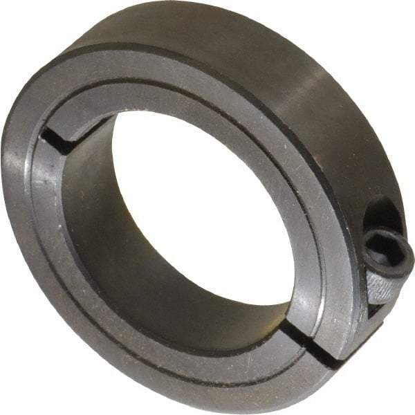 Climax Metal Products - 1-7/16" Bore, Steel, One Piece Clamp Collar - 2-1/4" Outside Diam, 9/16" Wide - Caliber Tooling