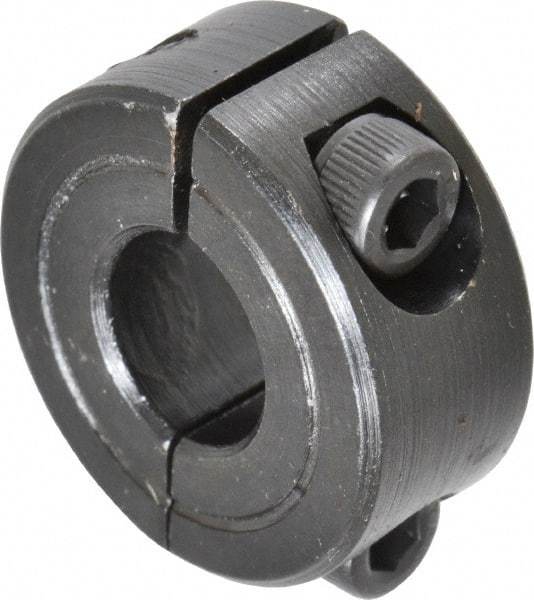 Climax Metal Products - 3/8" Bore, Steel, Two Piece Shaft Collar - 7/8" Outside Diam, 3/8" Wide - Caliber Tooling