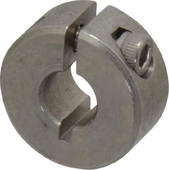 Climax Metal Products - 1/4" Bore, Stainless Steel, One Piece Clamp Collar - 11/16" Outside Diam, 5/16" Wide - Caliber Tooling