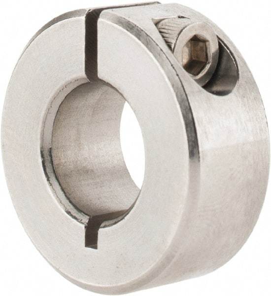 Climax Metal Products - 7/16" Bore, Stainless Steel, One Piece Clamp Collar - 15/16" Outside Diam, 3/8" Wide - Caliber Tooling