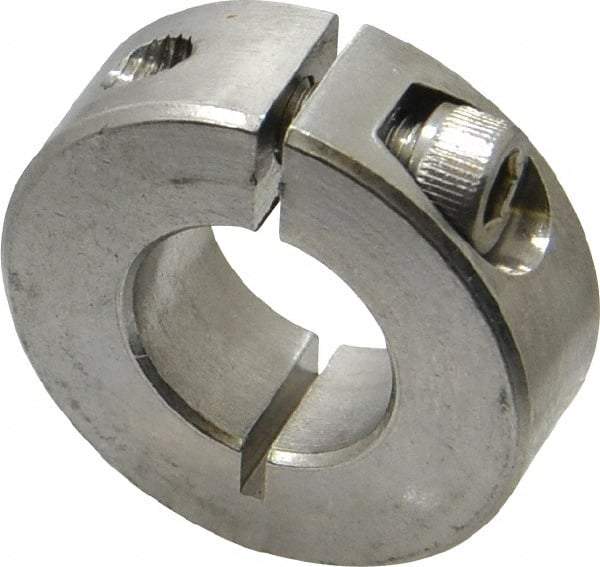 Climax Metal Products - 5/8" Bore, Stainless Steel, One Piece Clamp Collar - 1-5/16" Outside Diam, 7/16" Wide - Caliber Tooling