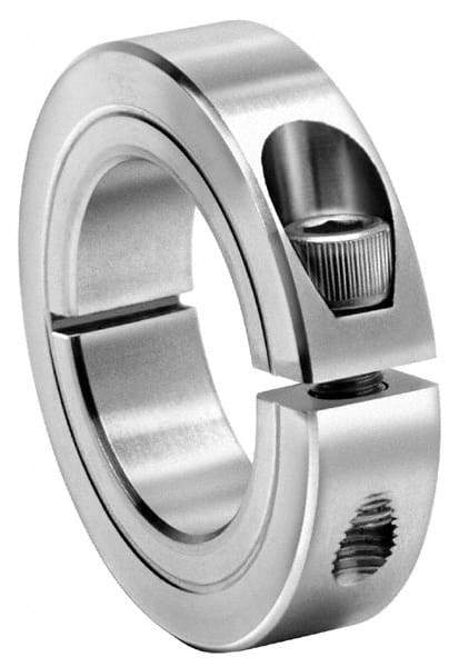 Climax Metal Products - 2-3/8" Bore, Stainless Steel, One Piece One Piece Split Shaft Collar - 3-1/2" Outside Diam, 3/4" Wide - Caliber Tooling