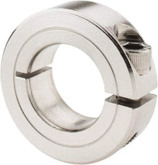 Climax Metal Products - 7/8" Bore, Stainless Steel, One Piece Clamp Collar - 1-5/8" Outside Diam, 1/2" Wide - Caliber Tooling