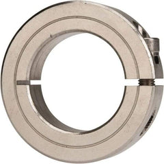 Climax Metal Products - 1-3/8" Bore, Stainless Steel, One Piece Clamp Collar - 2-1/4" Outside Diam, 9/16" Wide - Caliber Tooling