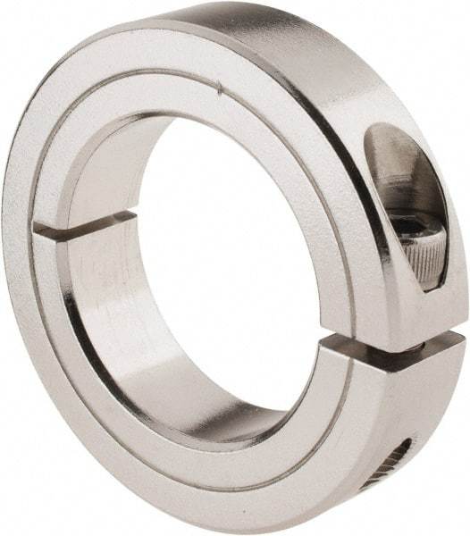 Climax Metal Products - 1-1/2" Bore, Stainless Steel, One Piece Clamp Collar - 2-3/8" Outside Diam, 9/16" Wide - Caliber Tooling