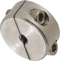 Climax Metal Products - 1/8" Bore, Stainless Steel, Two Piece Shaft Collar - 11/16" Outside Diam, 5/16" Wide - Caliber Tooling