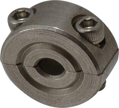 Climax Metal Products - 3/16" Bore, Stainless Steel, Two Piece Shaft Collar - 11/16" Outside Diam, 5/16" Wide - Caliber Tooling