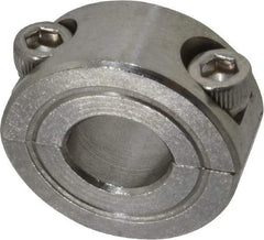 Climax Metal Products - 3/8" Bore, Stainless Steel, Two Piece Shaft Collar - 7/8" Outside Diam, 3/8" Wide - Caliber Tooling