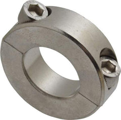 Climax Metal Products - 7/8" Bore, Stainless Steel, Two Piece Shaft Collar - 1-5/8" Outside Diam, 1/2" Wide - Caliber Tooling