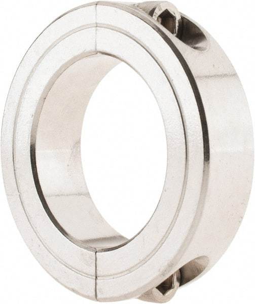 Climax Metal Products - 1-7/16" Bore, Stainless Steel, Two Piece Shaft Collar - 2-1/4" Outside Diam, 9/16" Wide - Caliber Tooling