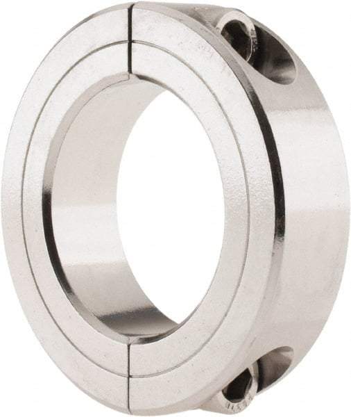 Climax Metal Products - 1-5/8" Bore, Stainless Steel, Two Piece Shaft Collar - 2-5/8" Outside Diam, 11/16" Wide - Caliber Tooling