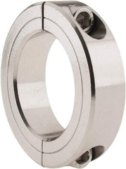 Climax Metal Products - 1-7/8" Bore, Stainless Steel, Two Piece Two Piece Split Shaft Collar - 2-7/8" Outside Diam, 11/16" Wide - Caliber Tooling