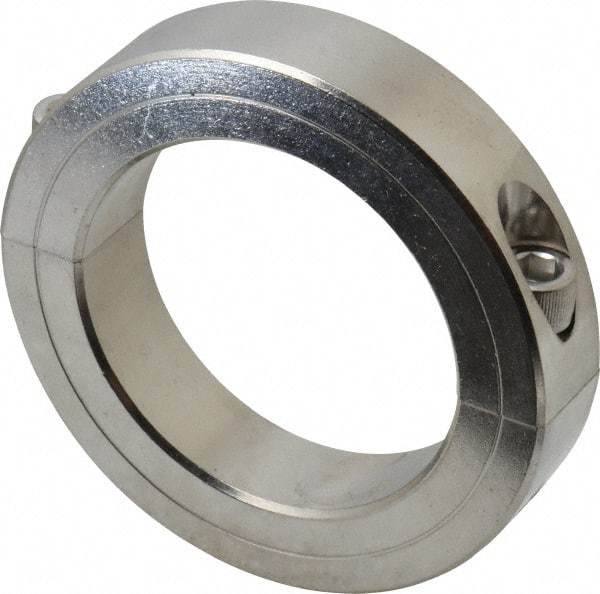 Climax Metal Products - 2-3/8" Bore, Stainless Steel, Two Piece Two Piece Split Shaft Collar - 3-1/2" Outside Diam, 3/4" Wide - Caliber Tooling