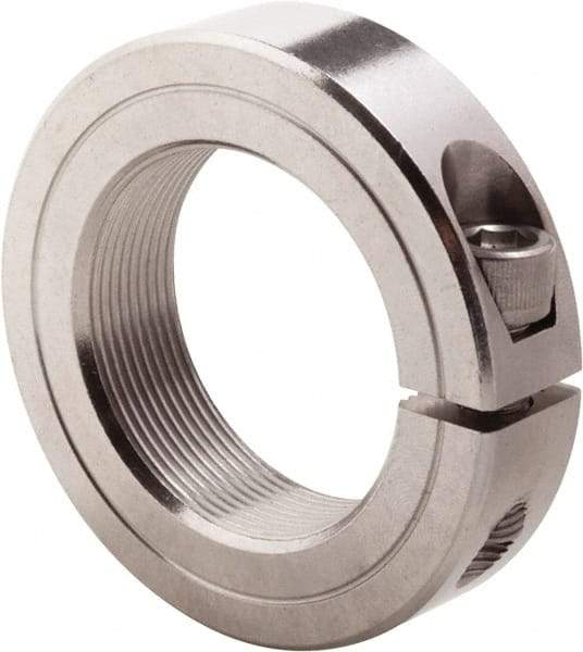 Climax Metal Products - 1-3/4-16 Thread, Stainless Steel, One Piece Threaded Shaft Collar - 2-3/4" Outside Diam, 11/16" Wide - Caliber Tooling