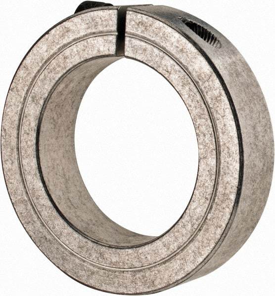 Climax Metal Products - 1-15/16" Bore, Aluminum, One Piece Clamp Collar - 3" Outside Diam, 11/16" Wide - Caliber Tooling