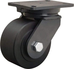 Hamilton - 6" Diam x 3" Wide x 8" OAH Top Plate Mount Swivel Caster - Nylon, 4,000 Lb Capacity, Sealed Precision Ball Bearing, 5-1/4 x 7-1/4" Plate - Caliber Tooling