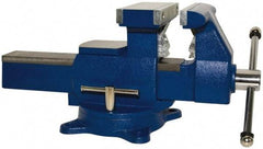 Yost Vises - 6-1/2" Jaw Width x 11" (Reversed), 7" (Regular) Jaw Opening Capacity, 3" (Reversed), 4" (Regular) Throat Depth, Bench & Pipe Combination Vise - 1/8 to 3-1/2" Pipe Capacity, Swivel Base, Bolt Down Attachment, Ductile Iron - Caliber Tooling