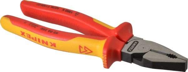 Knipex - 8" OAL, 1/2" Capacity, Lineman's - 1-7/16" Jaw Length x 1" Jaw Width - Caliber Tooling